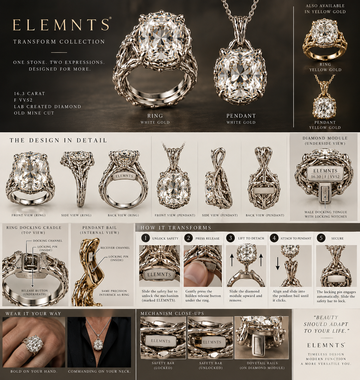 ELEMNTS transformable diamond jewelry collection